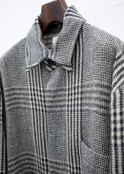 HED MAYNER OVERCOAT BLACK-ECRU CHECKS