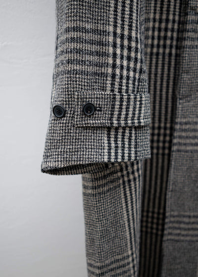 HED MAYNER OVERCOAT BLACK-ECRU CHECKS