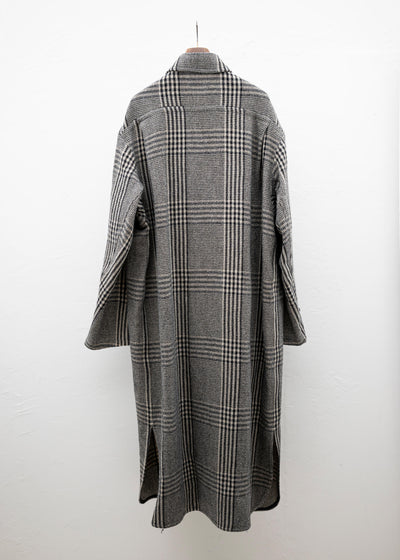 HED MAYNER OVERCOAT BLACK-ECRU CHECKS