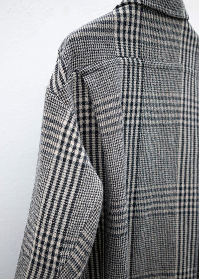 HED MAYNER OVERCOAT BLACK-ECRU CHECKS