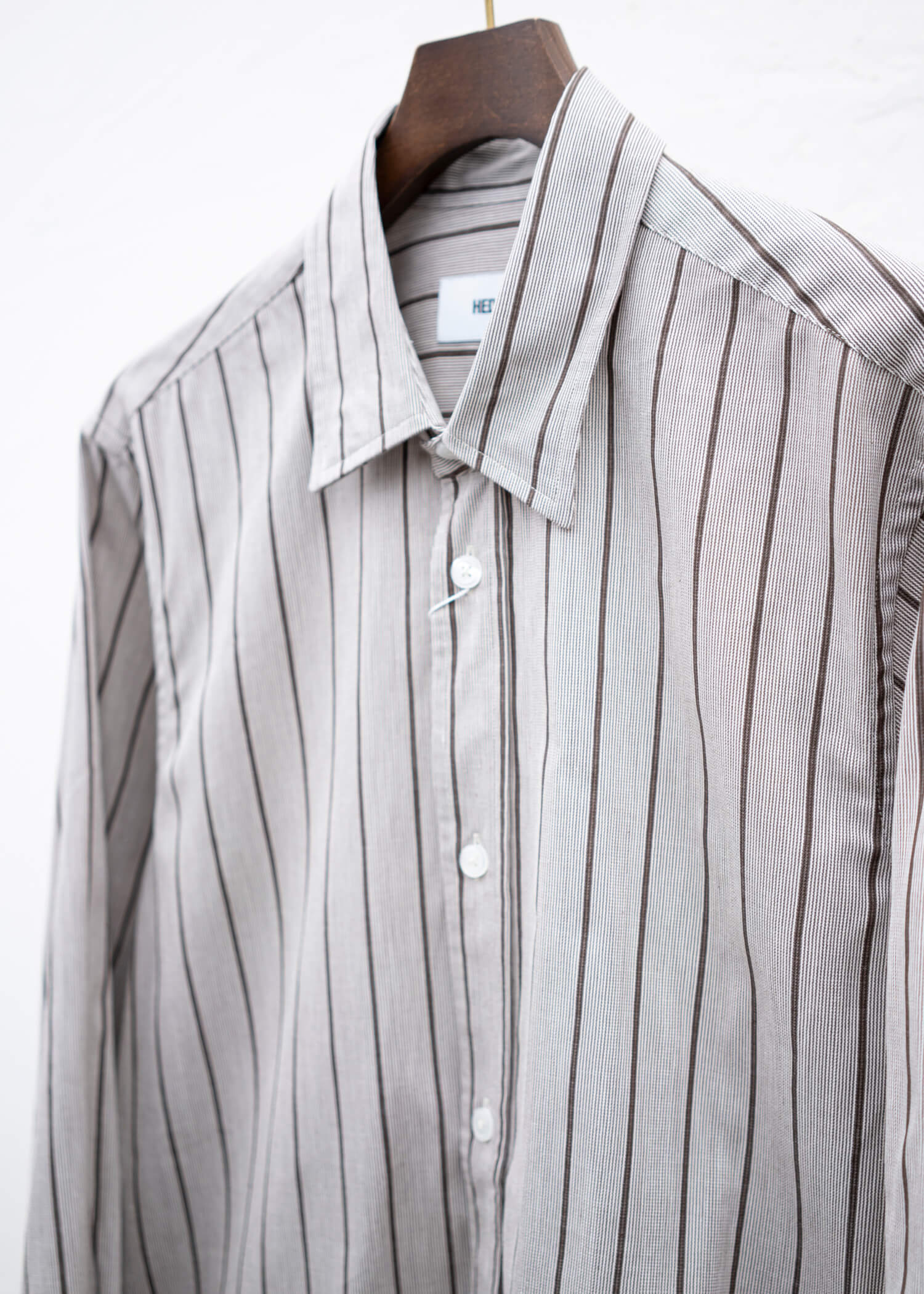 HED MAYNER BUTTONED-DOWN SHIRT BROWN PINSTRIPES