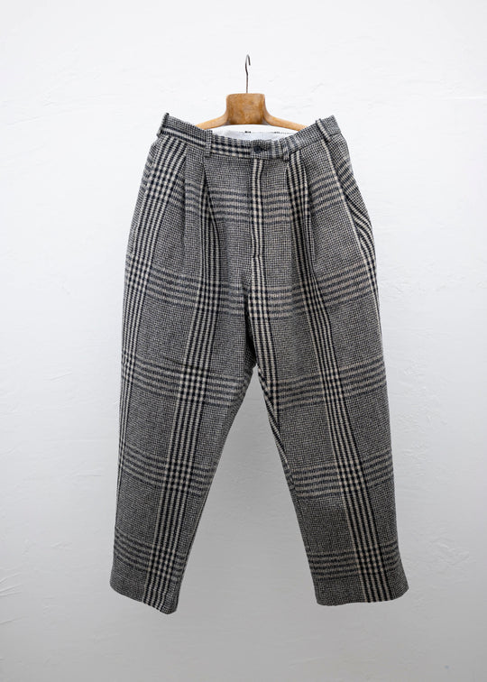 HED MAYNER 6 PLEAT PANTS BLACK-BLACK CHECK
