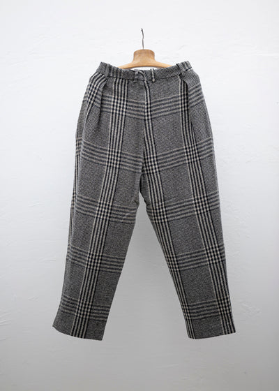 HED MAYNER 6 PLEAT PANTS BLACK-BLACK CHECK