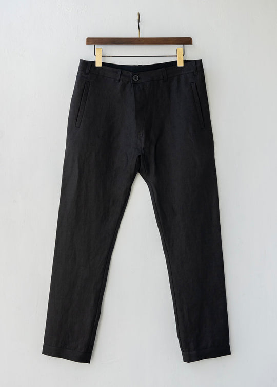 JAN-JAN VAN ESSCHE / "TROUSERS#49" REGULAR FIT TROUSERS / BLACK / HEMP TWILL