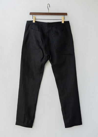 JAN-JAN VAN ESSCHE / "TROUSERS#49" REGULAR FIT TROUSERS / BLACK / HEMP TWILL