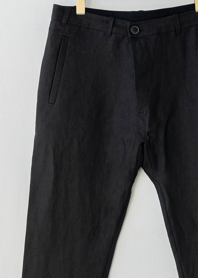 JAN-JAN VAN ESSCHE / "TROUSERS#49" REGULAR FIT TROUSERS / BLACK / HEMP TWILL