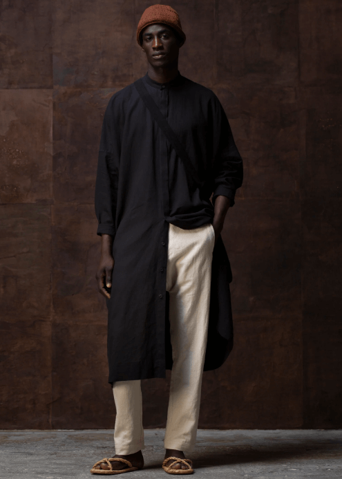 JAN-JAN VAN ESSCHE / "SHIRT#78" OVERSIZED LONG SHIRT / BLACK / FINE MESH
