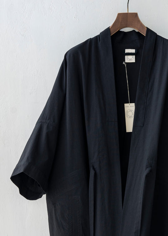 JAN-JAN VAN ESSCHE / "KIMONO#6" KIMONO SUMMER COAT / BLACK / RIDGED SHIRTING