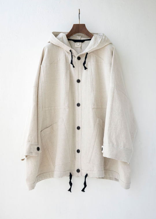 JAN-JAN VAN ESSCHE / "JACKET#39" OVERSIZED HOODED JACKET / KINARI / COTTON LINEN CANVAS