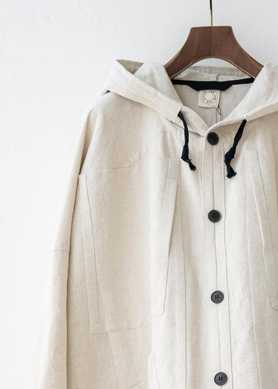 JAN-JAN VAN ESSCHE / "JACKET#39" OVERSIZED HOODED JACKET / KINARI / COTTON LINEN CANVAS