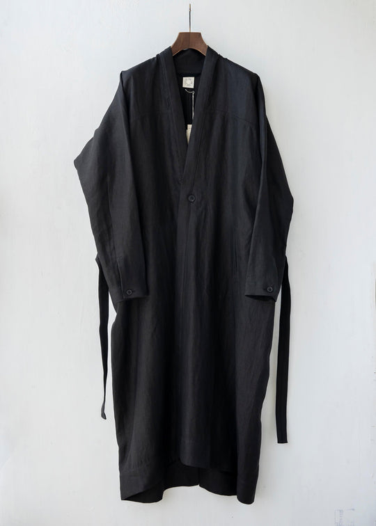 JAN-JAN VAN ESSCHE / "COAT#23" SUMMER TRENCH COAT / BLACK / HEMP TWILL