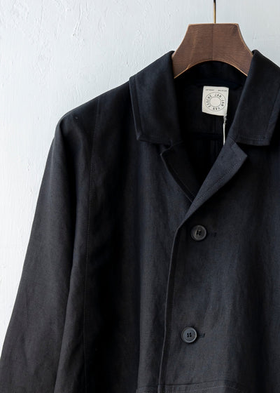 JAN-JAN VAN ESSCHE / "COAT#22" OVERSIZED COAT / BLACK / HEMP TWILL