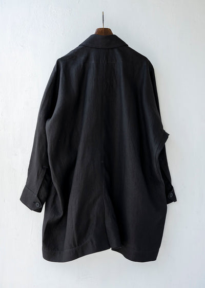JAN-JAN VAN ESSCHE / "COAT#22" OVERSIZED COAT / BLACK / HEMP TWILL