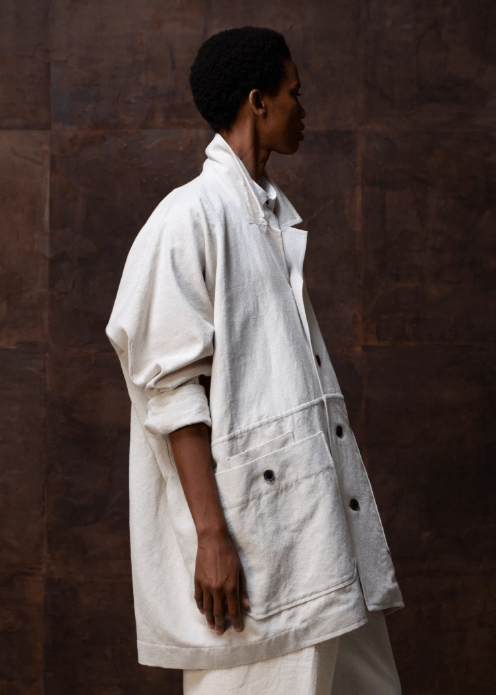 JAN-JAN VAN ESSCHE / "COAT#22" OVERSIZED COAT / BLACK / HEMP TWILL