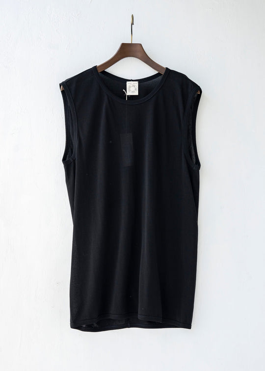 JAN-JAN VAN ESSCHE / "TANKTOP#13" REGULAR FIT TANK TOP / BLACK / WASHI/CO JERSEY
