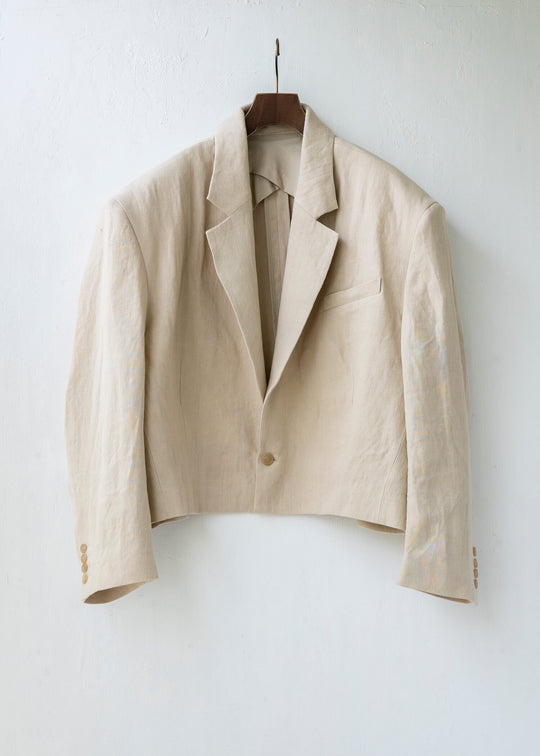 HED MAYNER /  "HMJ201" BEG/LIN / CROPPED SINGLE BREASTED JACKET