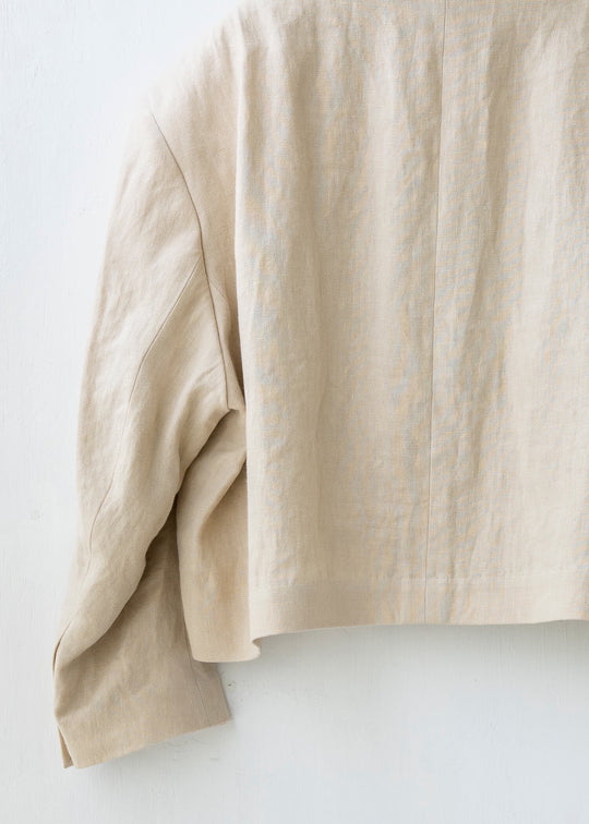 HED MAYNER /  "HMJ201" BEG/LIN / CROPPED SINGLE BREASTED JACKET