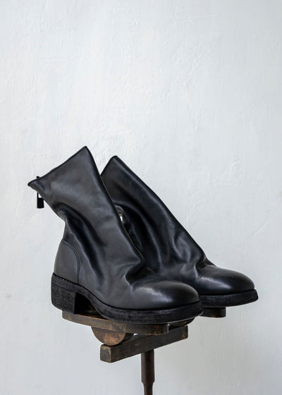 GUIDI / "788Z" BACK ZIP MID BOOT / SOFT HORSE W SOLE / BLKT