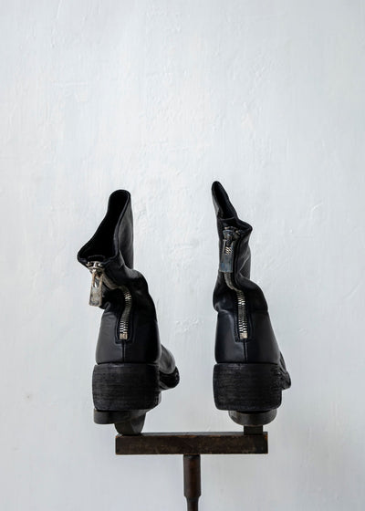 GUIDI / "788Z" BACK ZIP MID BOOT / SOFT HORSE W SOLE / BLKT