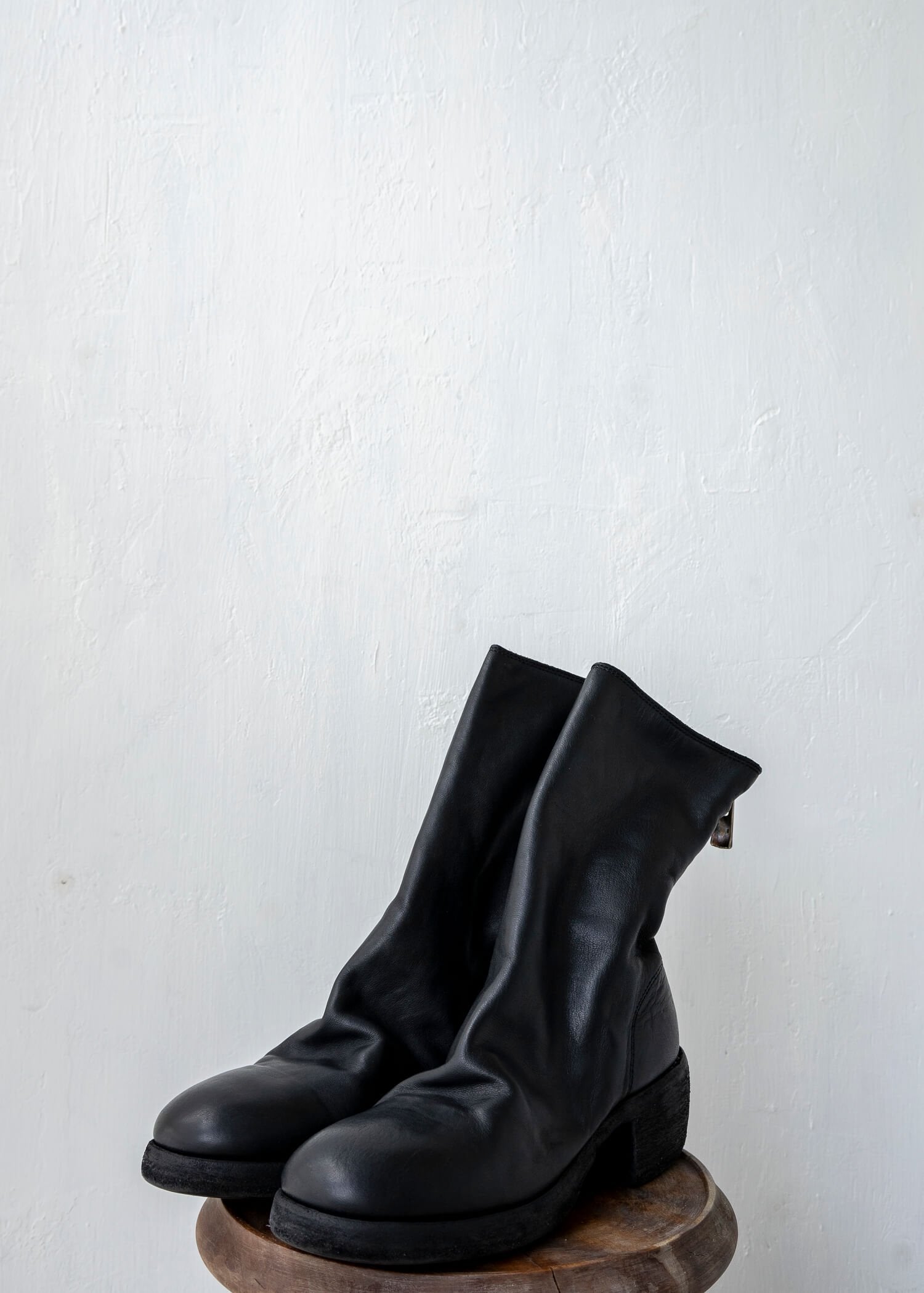 GUIDI / "788Z" BACK ZIP MID BOOT / SOFT HORSE W SOLE / BLKT