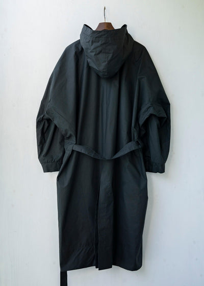 JAN-JAN VAN ESSCHE / "PARKA#7" OFF-BLACK COATED COTTON