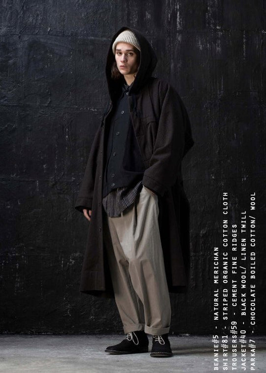 JAN-JAN VAN ESSCHE / "PARKA#7" OFF-BLACK COATED COTTON