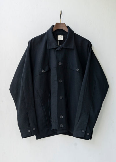 JAN-JAN VAN ESSCHE / "JACKET#40" BLACK WOOL/ LINEN TWILL