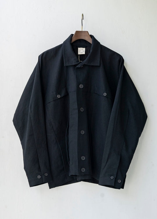 JAN-JAN VAN ESSCHE / "JACKET#40" BLACK WOOL/ LINEN TWILL