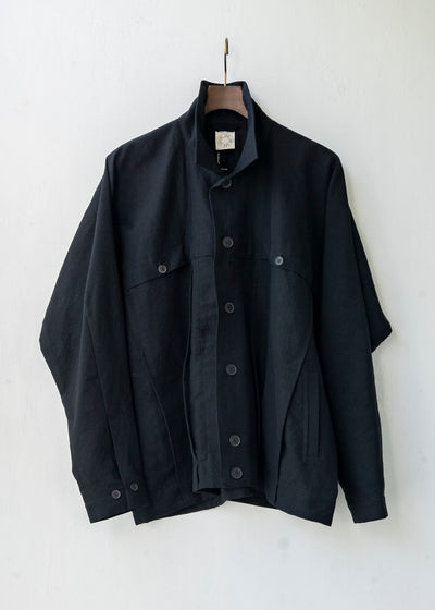 JAN-JAN VAN ESSCHE / "JACKET#40" BLACK WOOL/ LINEN TWILL