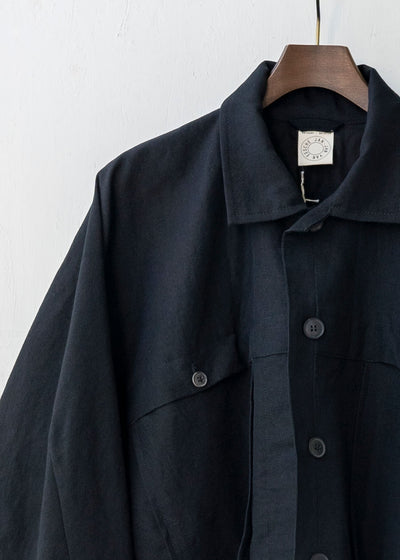 JAN-JAN VAN ESSCHE / "JACKET#40" BLACK WOOL/ LINEN TWILL
