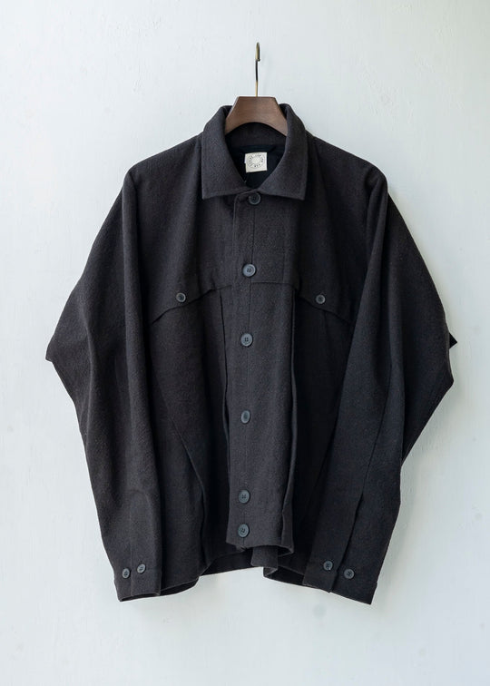 JAN-JAN VAN ESSCHE / "JACKET#40" CHOCOLATE BOILED COTTON/ WOOL