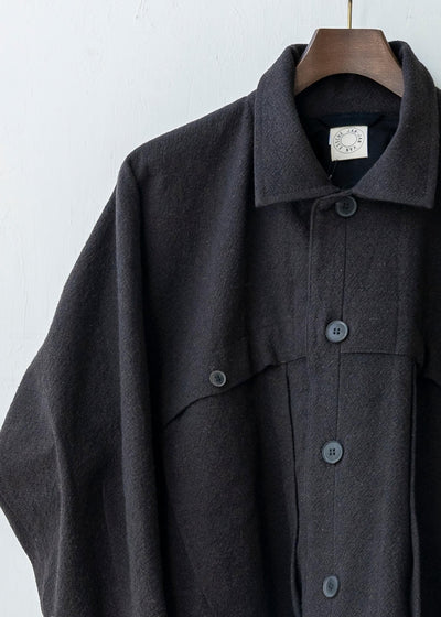 JAN-JAN VAN ESSCHE / "JACKET#40" CHOCOLATE BOILED COTTON/ WOOL