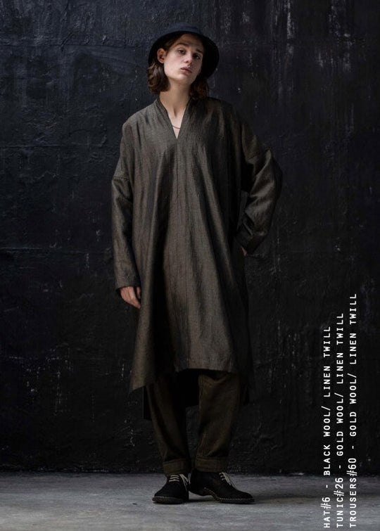 JAN-JAN VAN ESSCHE / "TUNIC#26" GOLD WOOL/ LINEN TWILL