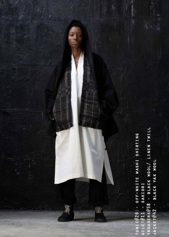 JAN-JAN VAN ESSCHE / "TUNIC#26" OFF- WHITE WASHI SHIRTING