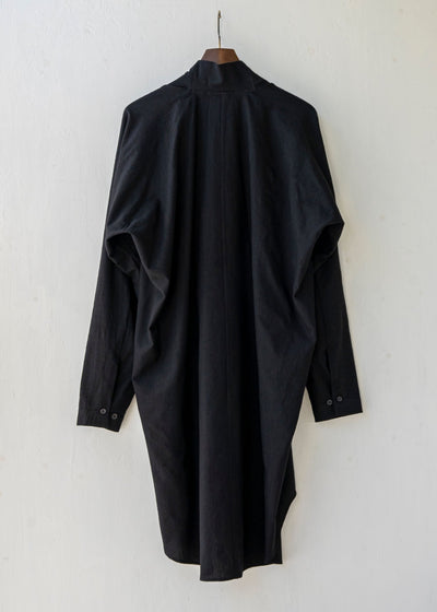 JAN-JAN VAN ESSCHE / "SHIRT#82" BLACK FINE WOOL FLANNEL