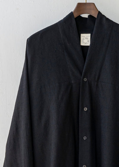JAN-JAN VAN ESSCHE / "SHIRT#82" BLACK FINE WOOL FLANNEL