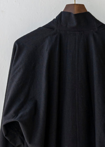JAN-JAN VAN ESSCHE / "SHIRT#82" BLACK FINE WOOL FLANNEL
