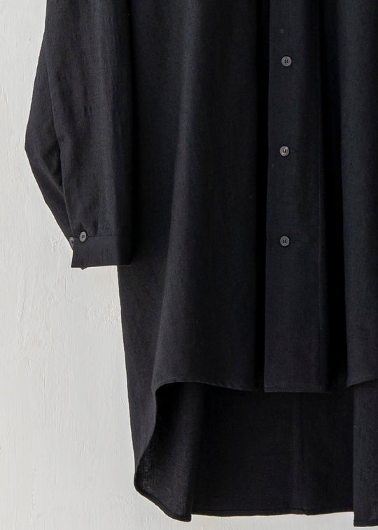 JAN-JAN VAN ESSCHE / "SHIRT#82" BLACK FINE WOOL FLANNEL