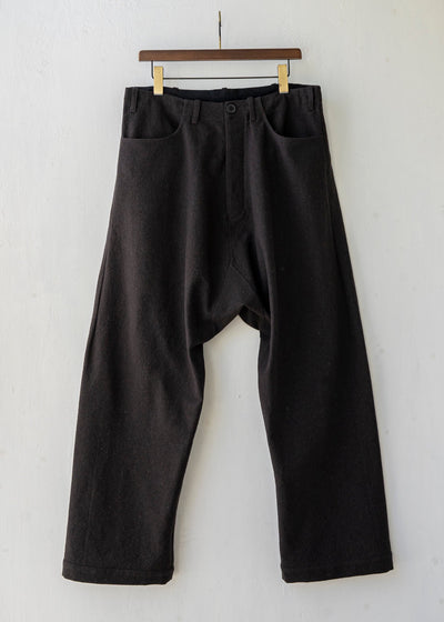 JAN-JAN VAN ESSCHE / "TROUSERS#58" CHOCOLATE BOILED COTTON/ WOOL