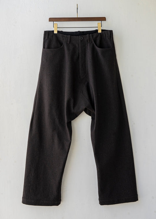 JAN-JAN VAN ESSCHE / "TROUSERS#58" CHOCOLATE BOILED COTTON/ WOOL