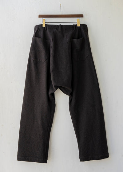 JAN-JAN VAN ESSCHE / "TROUSERS#58" CHOCOLATE BOILED COTTON/ WOOL