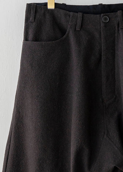 JAN-JAN VAN ESSCHE / "TROUSERS#58" CHOCOLATE BOILED COTTON/ WOOL