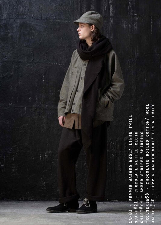 JAN-JAN VAN ESSCHE / "TROUSERS#58" CHOCOLATE BOILED COTTON/ WOOL