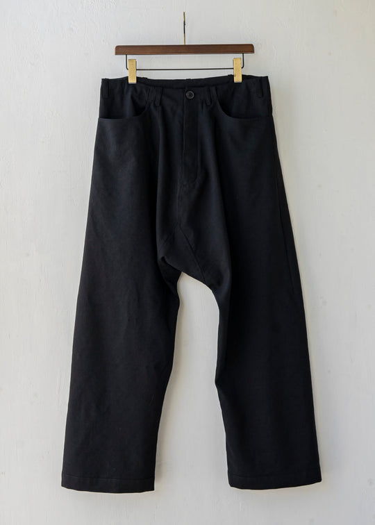 JAN-JAN VAN ESSCHE / "TROUSERS#58" BLACK WOOL/ LINEN TWILL
