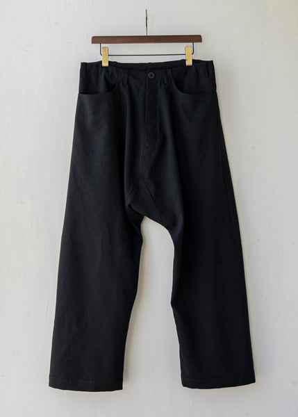 JAN-JAN VAN ESSCHE/“裤子#58”黑色羊毛/亚麻斜纹布