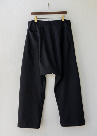 JAN-JAN VAN ESSCHE / "TROUSERS#58" BLACK WOOL/ LINEN TWILL