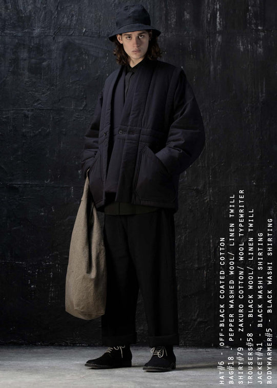 JAN-JAN VAN ESSCHE / "TROUSERS#58" BLACK WOOL/ LINEN TWILL