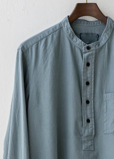 ZIIIN KOHBOU 硫化染  Brushed cotton Henry neck shirt  / OLD GREEN