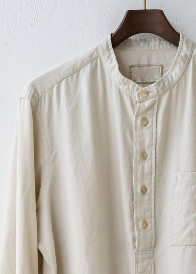 ZIIIN / "KOHBOU" Sulfide dye Brushed cotton Henry neck shirt / KINARI