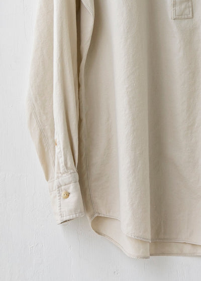 ZIIIN / "KOHBOU" Sulfide dye Brushed cotton Henry neck shirt / KINARI